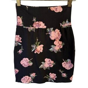 Talula Black and Pink Floral Cottagecore Pencil Skirt Size XS Y2K Feminine